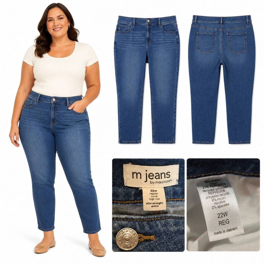 M Jeans by Maurices 22W Curvy High Rise Slim Straight Ankle
